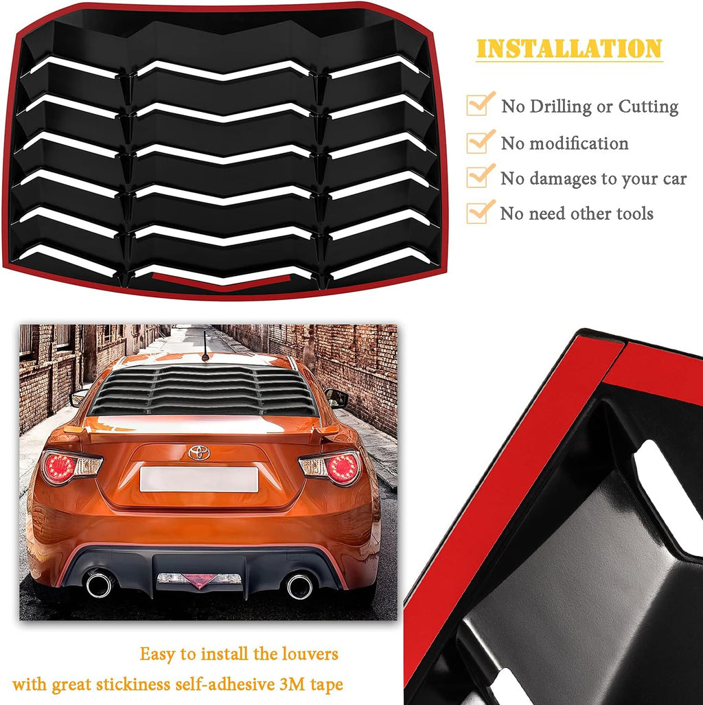 Rear Window Louver ABS Matte Black Windshield Sunshade Cover Y336