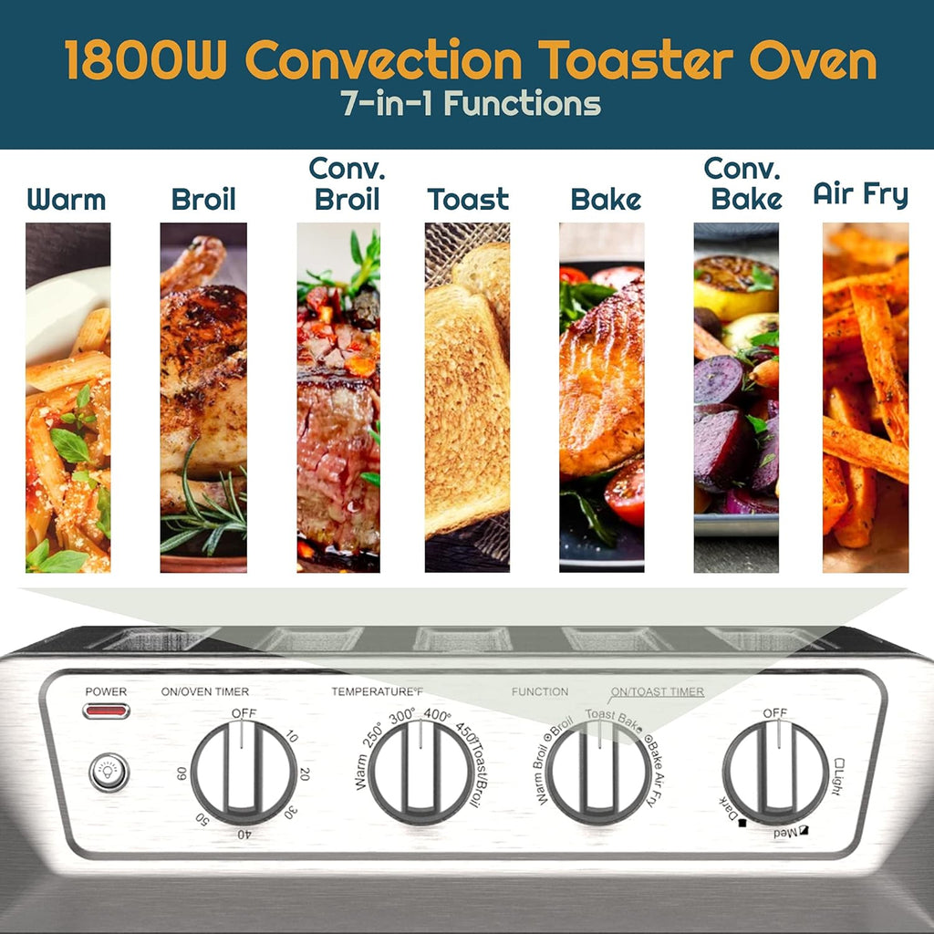 7-in-1 Toaster Oven Air Fryer Combo with Stainless Steel Accessories F676503