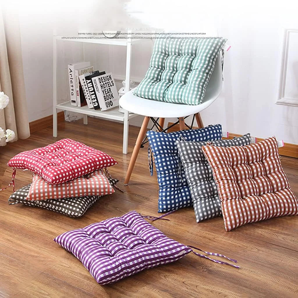 4 Pack Square Non-Slip Thicken Seat Cushion Pads with Ties M58975