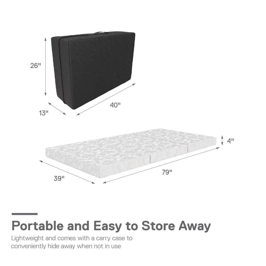4-Inch Tri Folding Mattress with Carry Bag, Twin Size A197