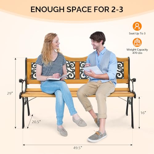 Metal Wood Garden Bench Y16951