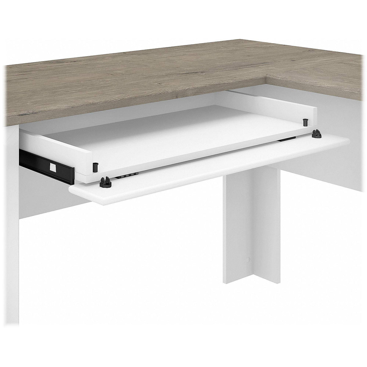 Gray L Shaped Desk with 5 Shelf Bookcase L4849