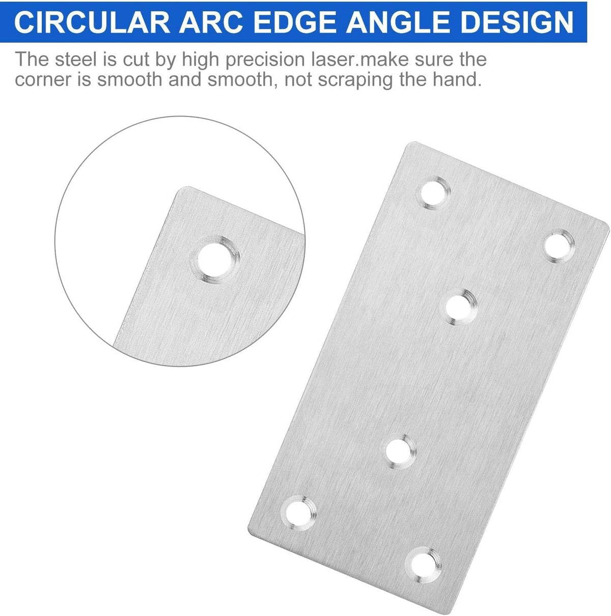 22 Pcs Stainless Steel Flat Mending Plate, 2x4 Inch Metal Brackets B37649