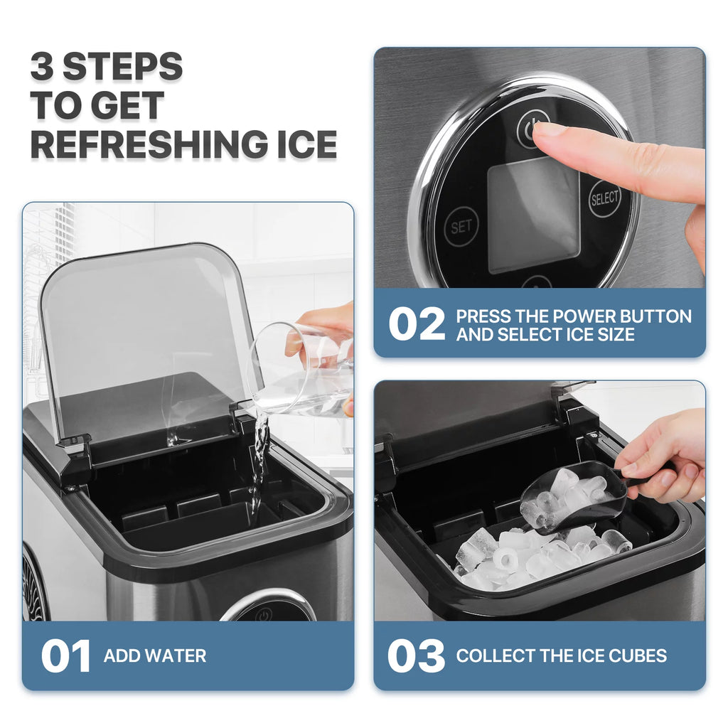 Countertop Portable Ice Maker Machine with Ice Scoop and Basket, Black C9432