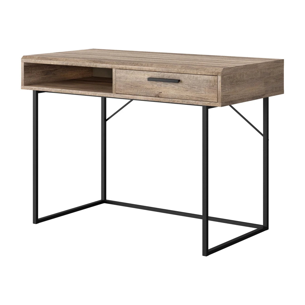 Brown Engineered Wood Grain Finish Desk with Drawer & Cubby B5889