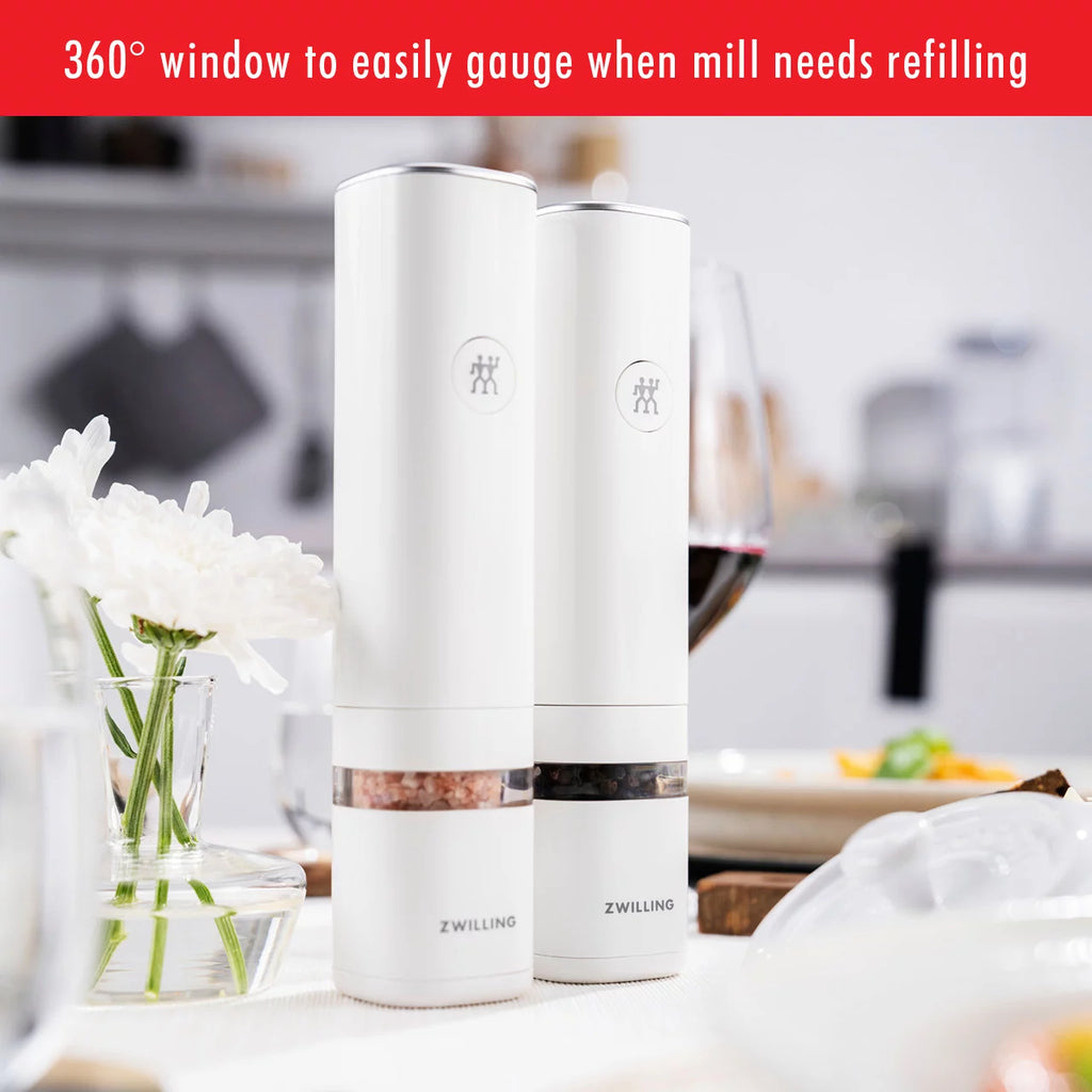 White Electric Salt Pepper Mill O7479