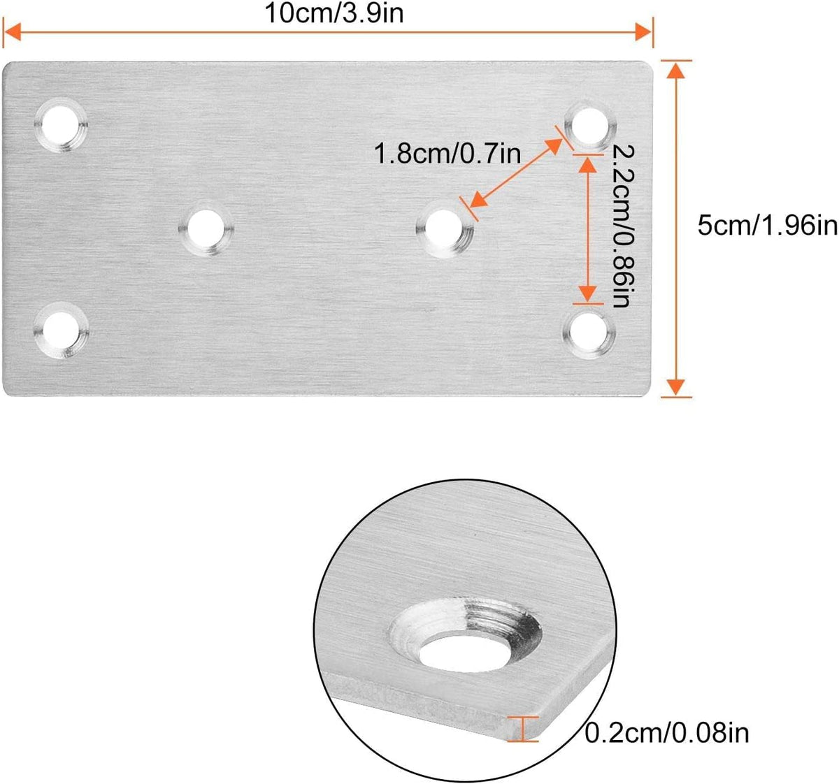 22 Pcs Stainless Steel Flat Mending Plate, 2x4 Inch Metal Brackets B37649