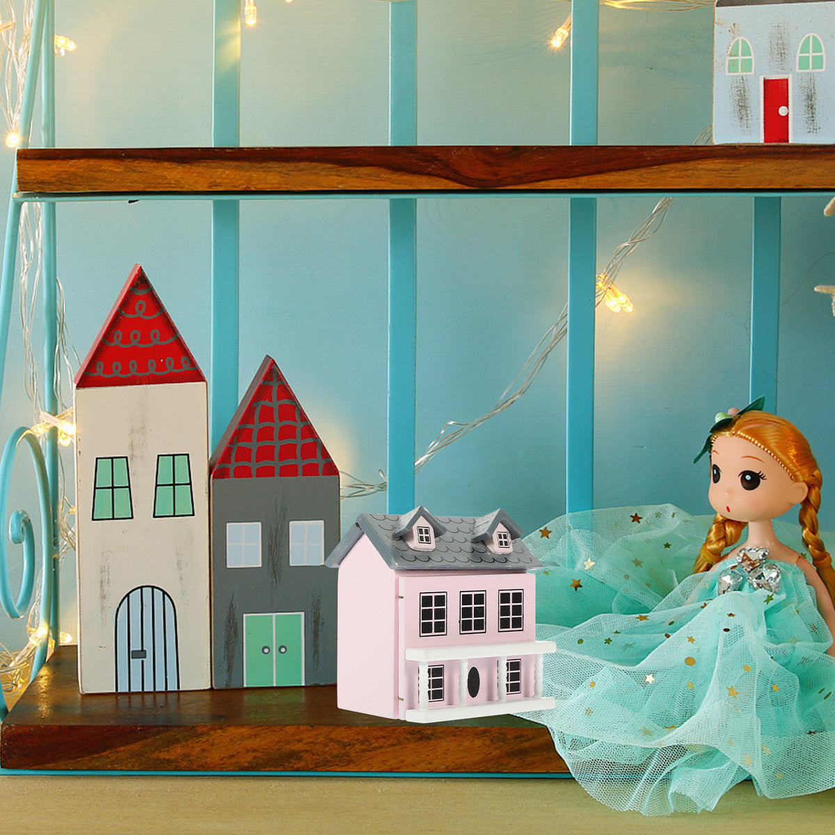 Miniature Wooden Doll House Villa J595954