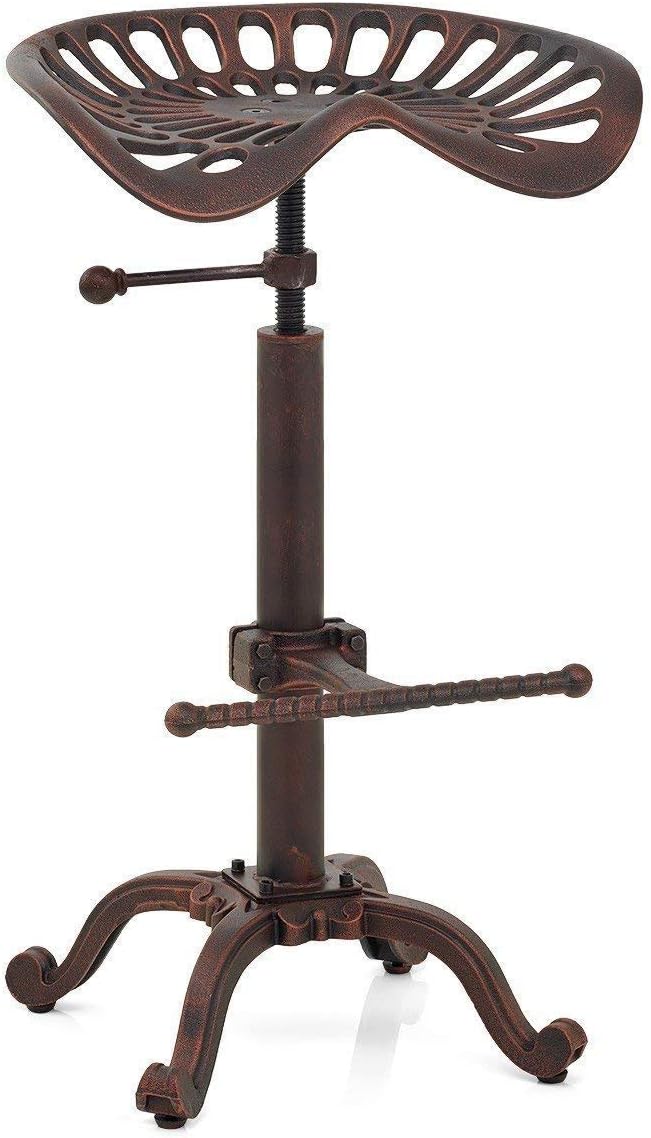 Rustic Industrial Adjustable Bar Stool (Silver, Cast Iron) T470540