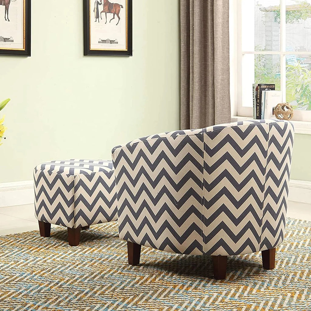 Fabric Chevron Tub Chair with Round Ottoman X969