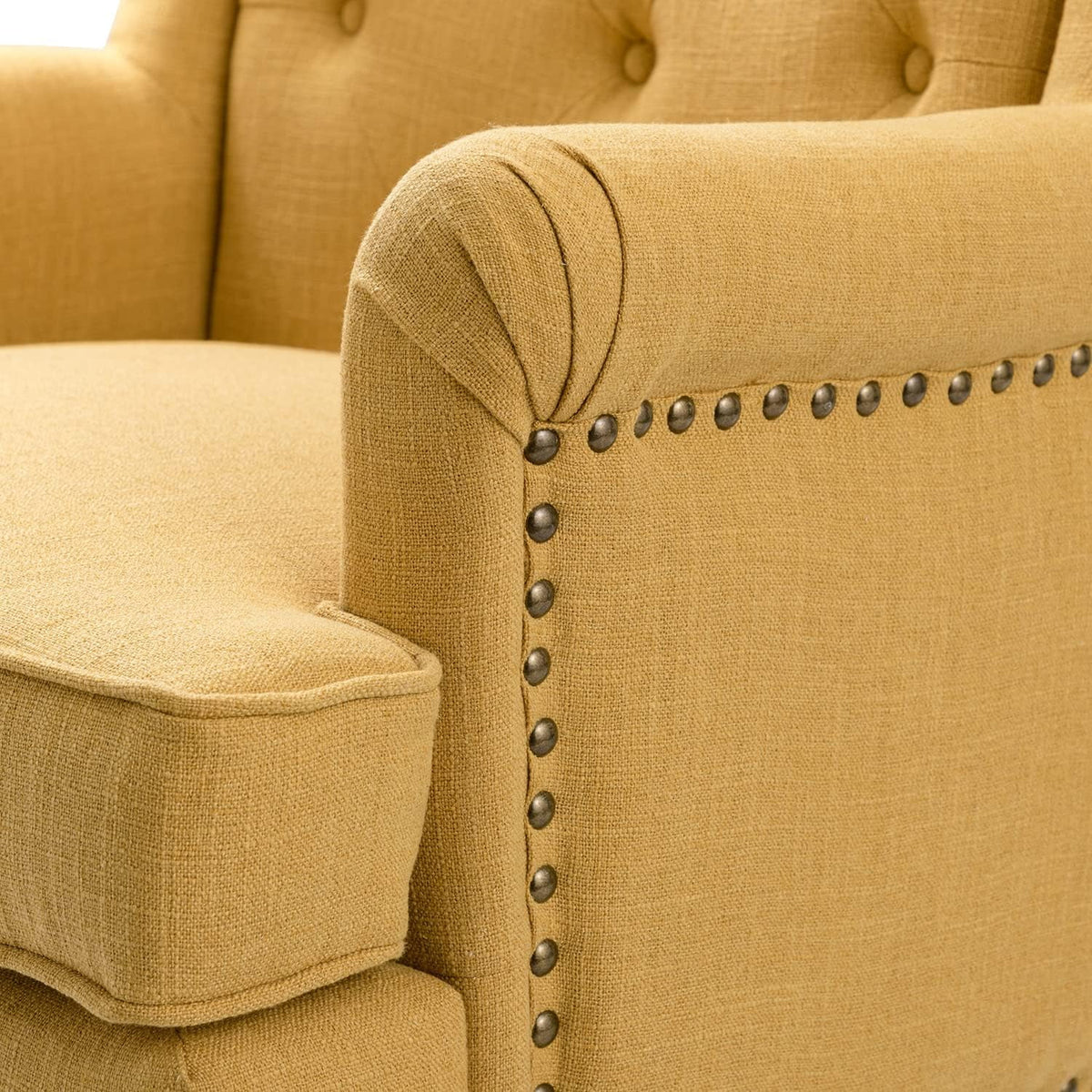 Mustard Tufted Fabric Upholstered Armchair Set Of 2 Q511596