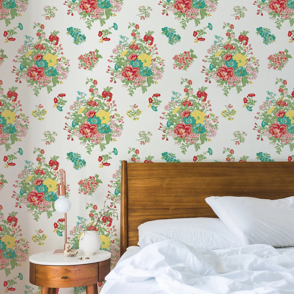 White Floral Peel and Stick Wallpaper C9400