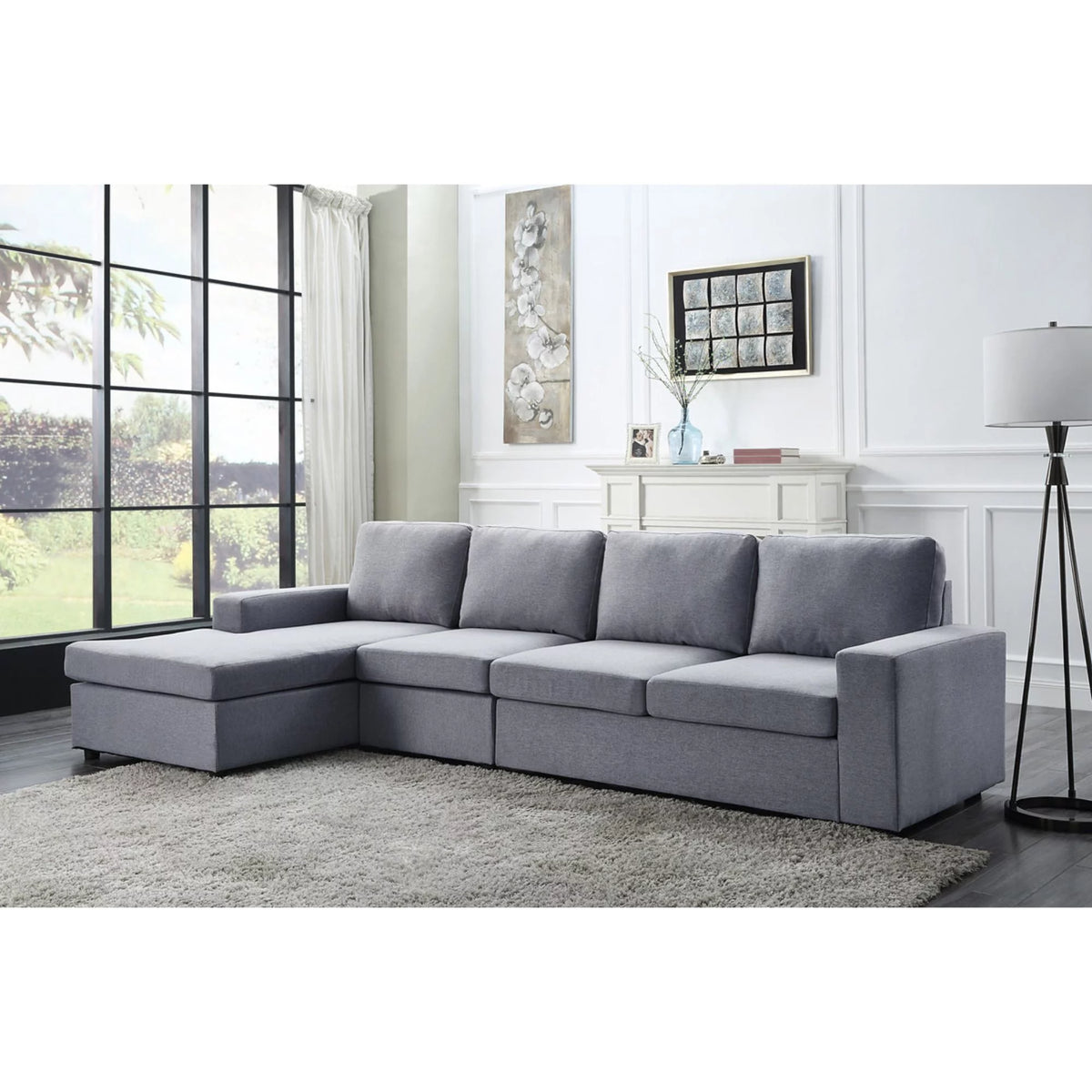 Light Gray Reversible Modular Sectional Sofa Chaise J86077