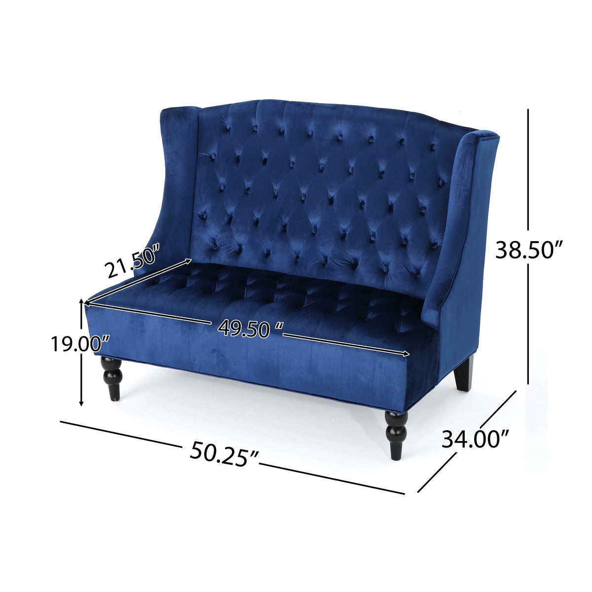 Navy Blue Velvet Tufted Loveseat K942646