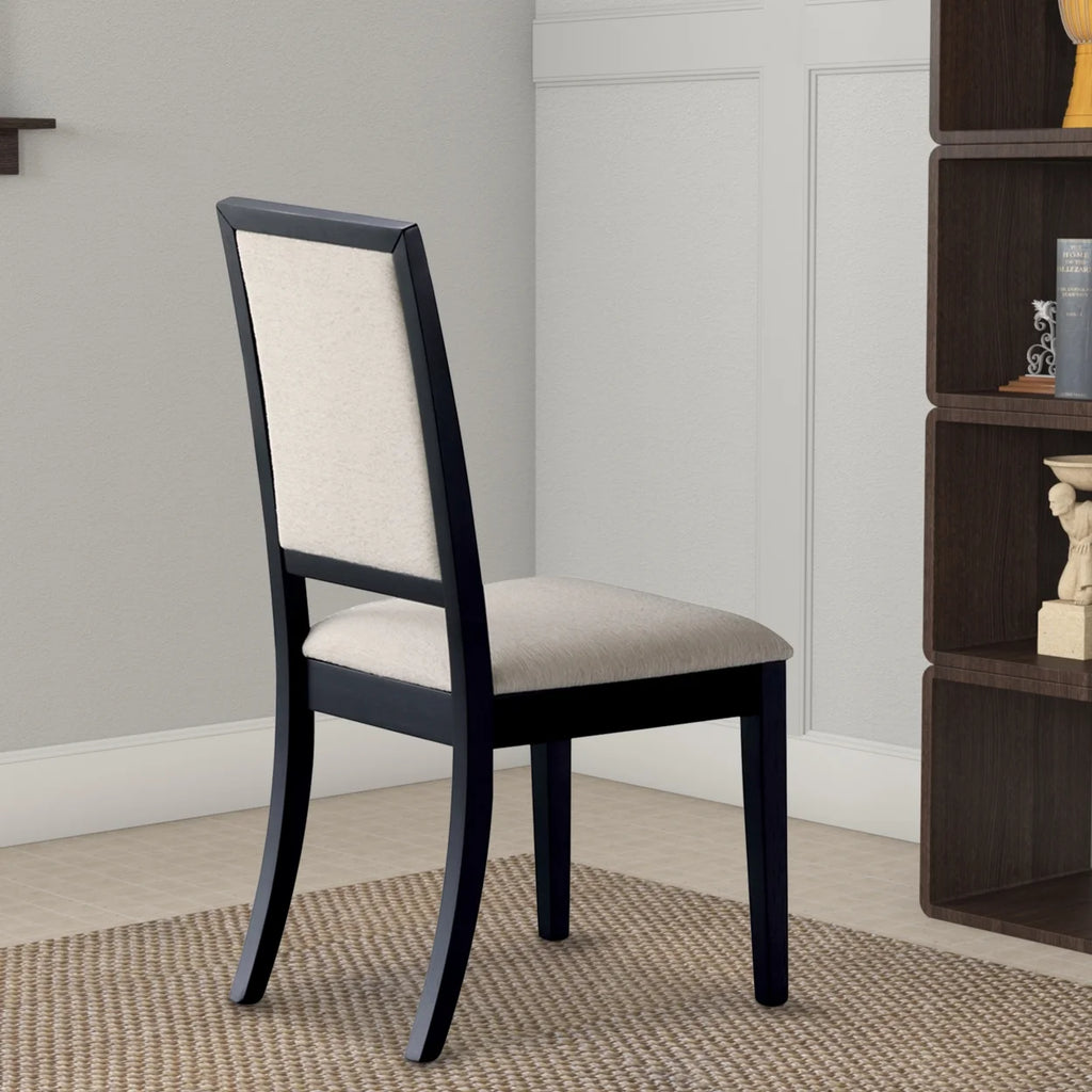 Black and Cream Upholstered Dining Side Chairs (Set of 2) R9531