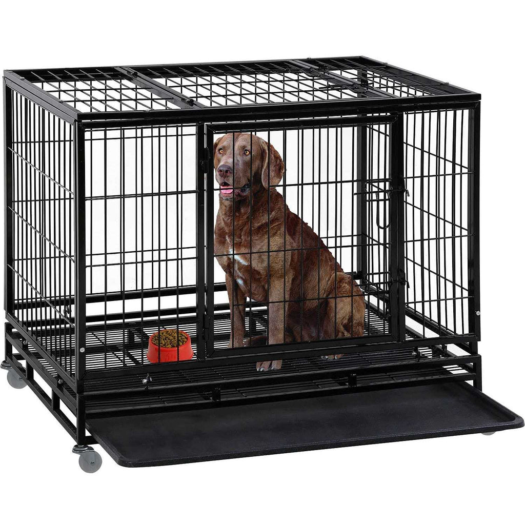Heavy Duty Dog Crate with Plastic Tray Y619