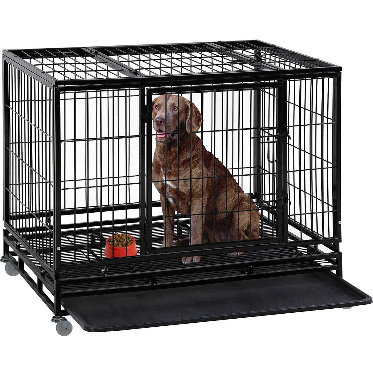 Heavy Duty Dog Crate with Plastic Tray Y619