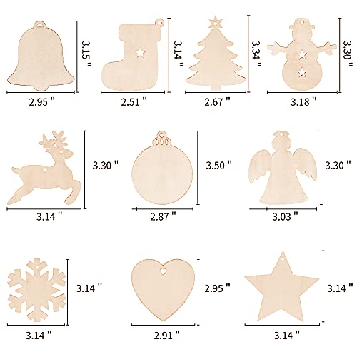 100PCS Unfinished Predrilled Wood Circles Christmas Ornaments D343847