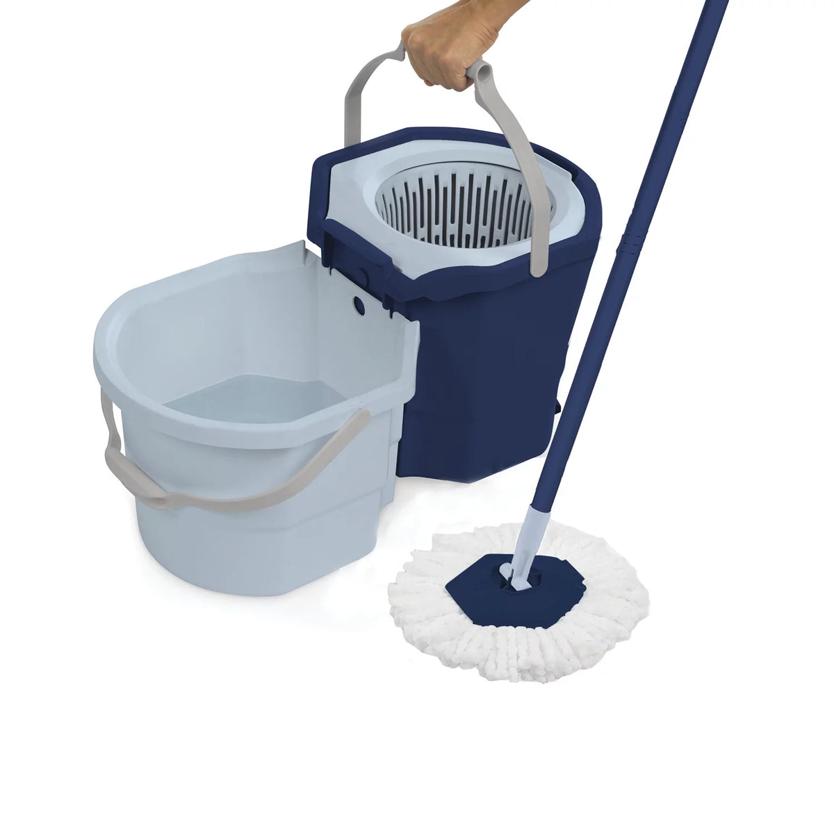 Blue/White Microfiber Spin Mop with 2-Bucket System U222295
