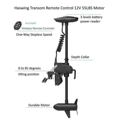 12.5ft Inflatable Pontoon Boat with Black 12V 55LBS Remote Trolling Motor and Foot Control R530