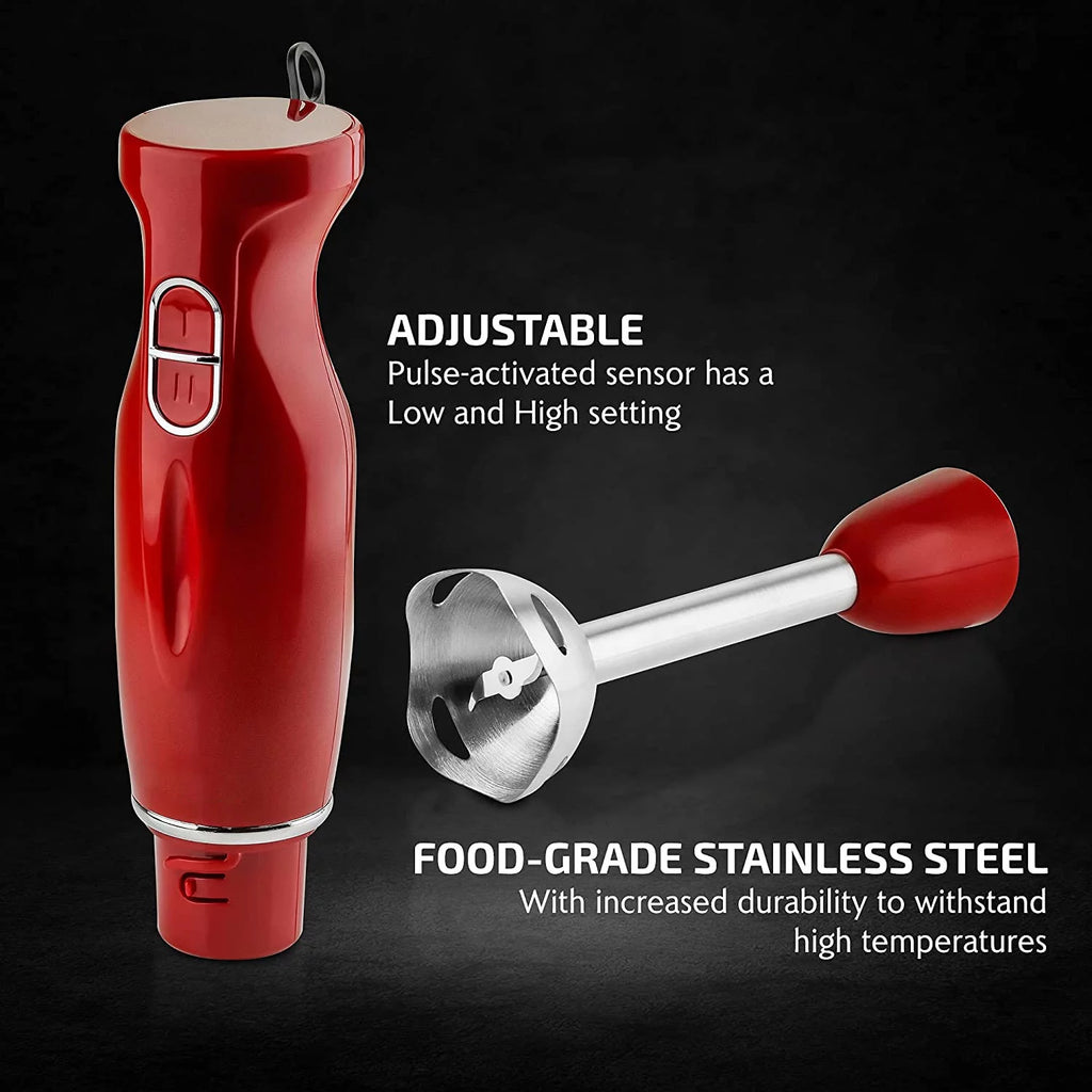 Red Electric Immersion Hand Blender 300 Watt with Stainless Steel Blades R534