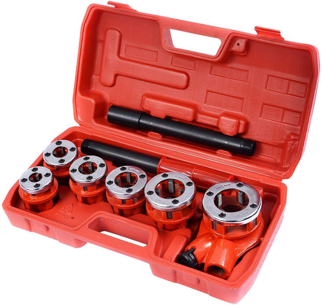 Portable Ratchet Pipe Threader Kit Set with 6 Dies and Case V40007