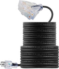 50 FT 12/3 Outdoor Extension Cord, Triple Outlet Black D22894