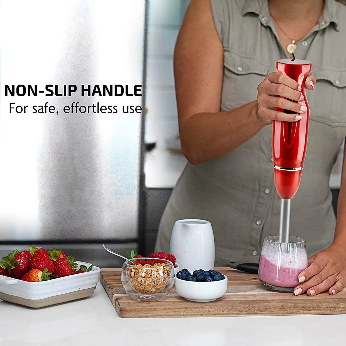 Red Electric Immersion Hand Blender 300 Watt with Stainless Steel Blades R534