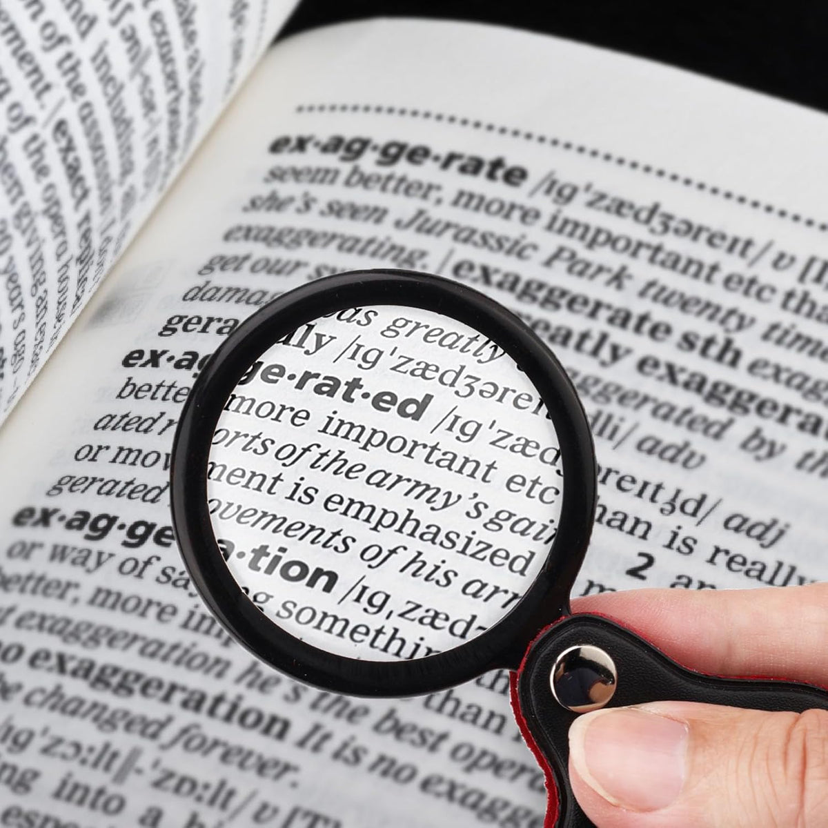 5pcs 10x Mini Magnifier, 2.1" Pocket Magnifying Glass with Rotating Protective Leather Sheath G9018