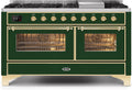 60 Dual Fuel Propane Gas Range Emerald Green Brass Trim J103163