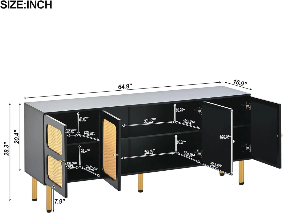 Black Boho Rattan TV Stand M257