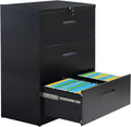 Black 3 Drawer Metal Lateral File Cabinet R846