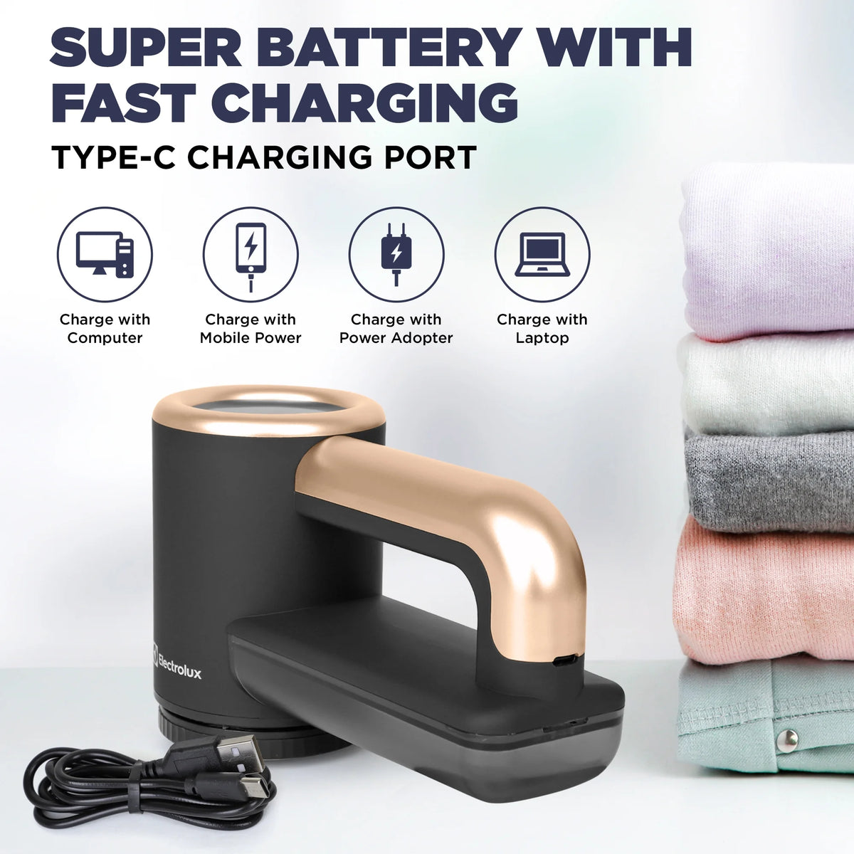 Black Rechargeable Fabric Shaver & Lint Remover with LED Display, 3-Speed G235246