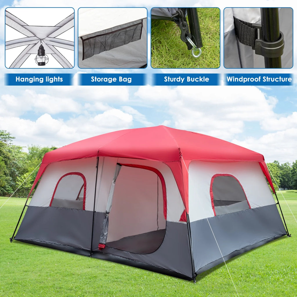 14 People Waterproof Windproof Camping Tent with 2 Doors D769649