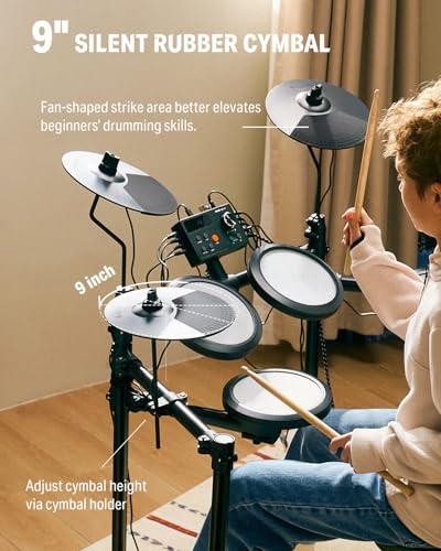 Electric Drum Set with 4 Mesh Pads and 2 Pedal D716417