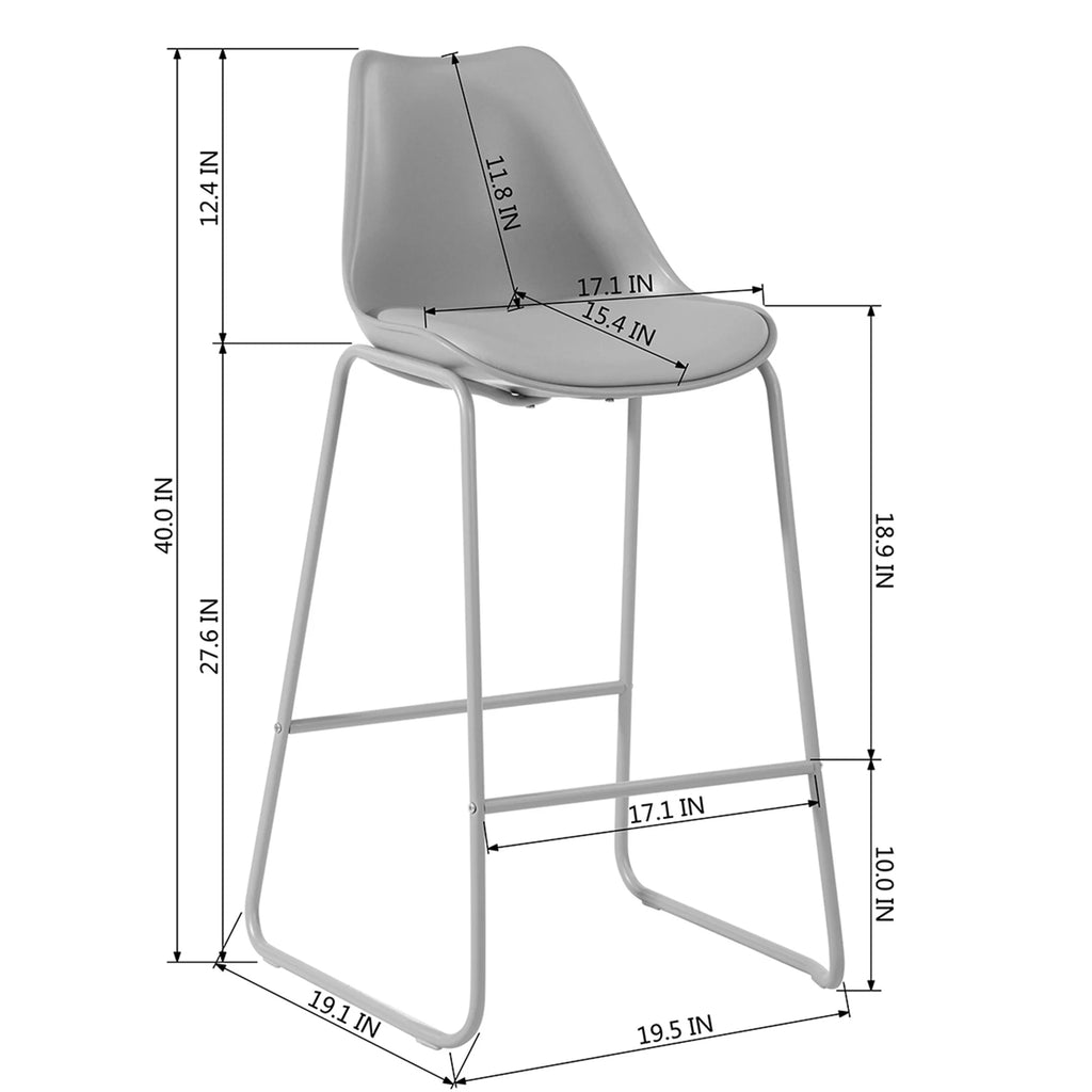 28" PU Leather Bar Stool Set of 2 with Backs S80639