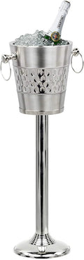 Hammered Brushed Nickel Plated Wine & Ice Bucket with Steel Stand L75996