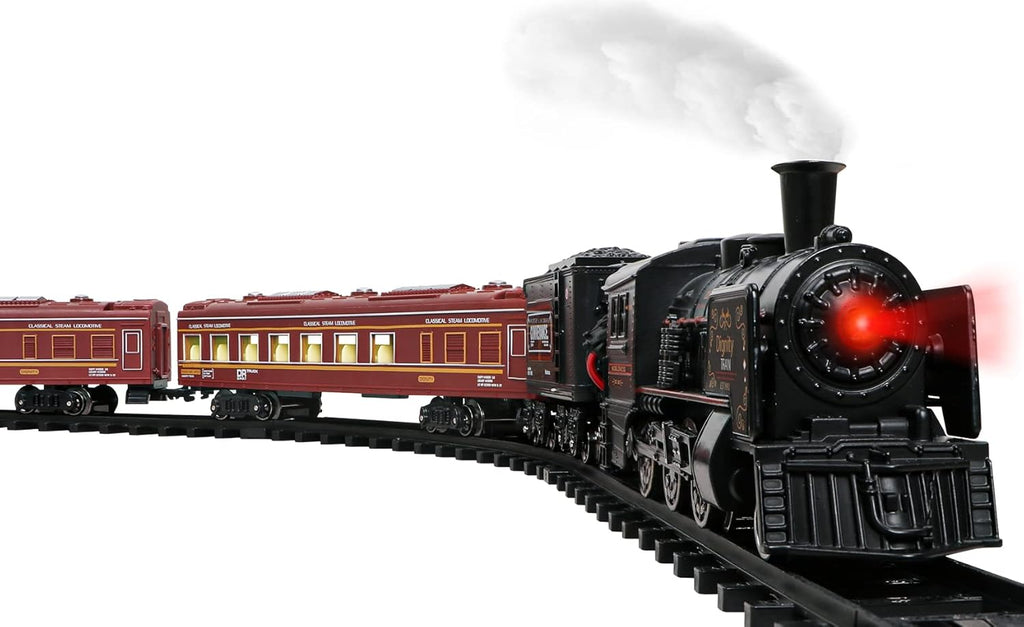 Metal Alloy Electric Train Set with Steam Locomotive, Passenger Carriages, Tracks, Smoke, Sounds, Lights G193037