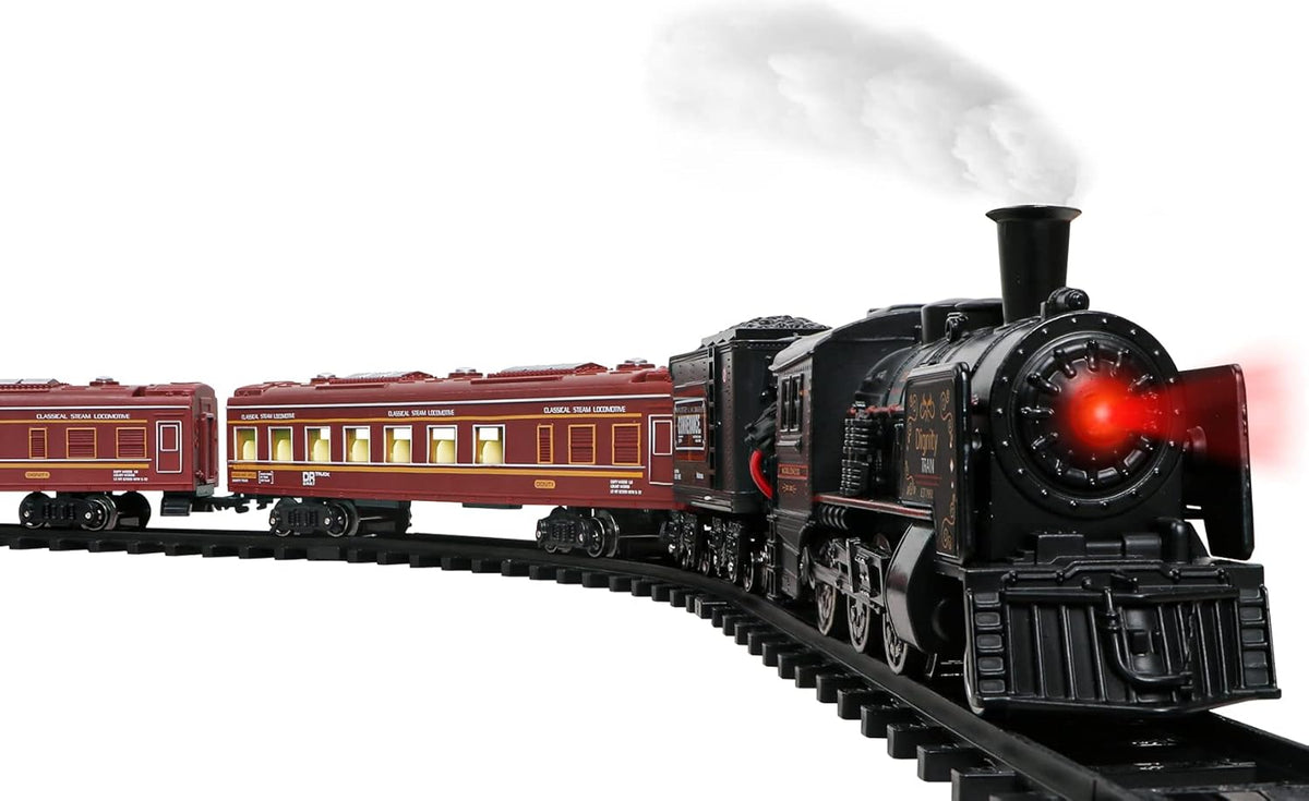 Metal Alloy Electric Train Set with Steam Locomotive, Passenger Carriages, Tracks, Smoke, Sounds, Lights G193037