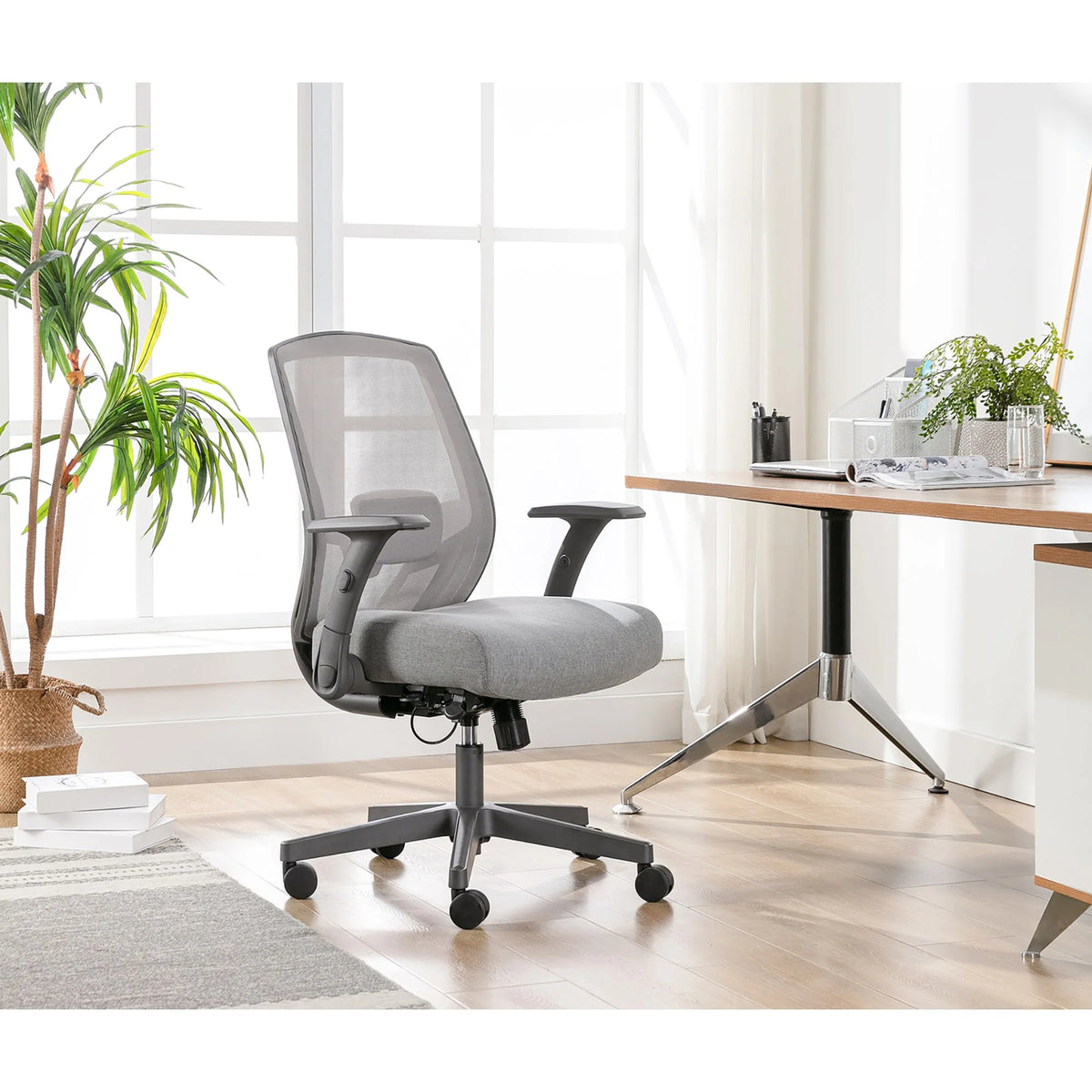 Ergonomic Mesh/Fabric Mid-Back Task Chair, Gray Z201837