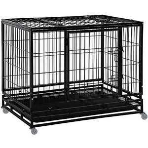Heavy Duty Dog Crate with Plastic Tray Y619
