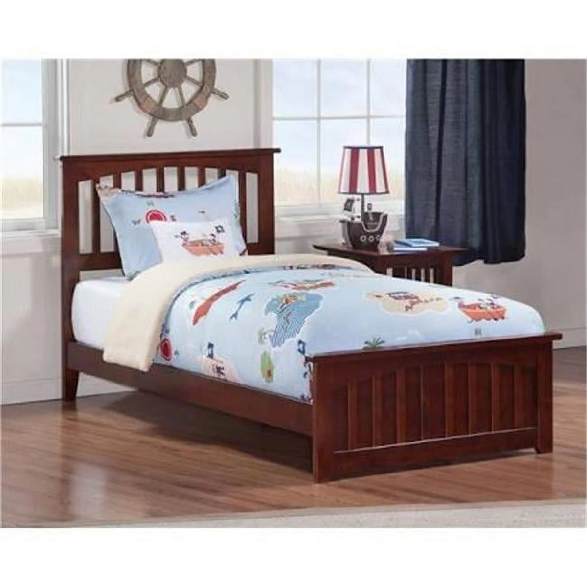 Twin Antique Walnut Bed with Footboard R9878