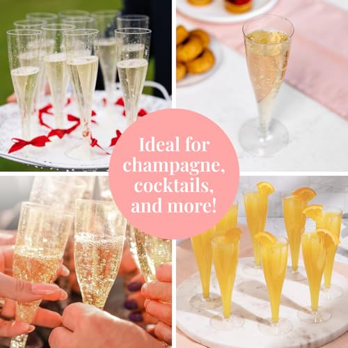48 Pack 4.5 oz Gold Glitter Plastic Champagne Flutes A356643