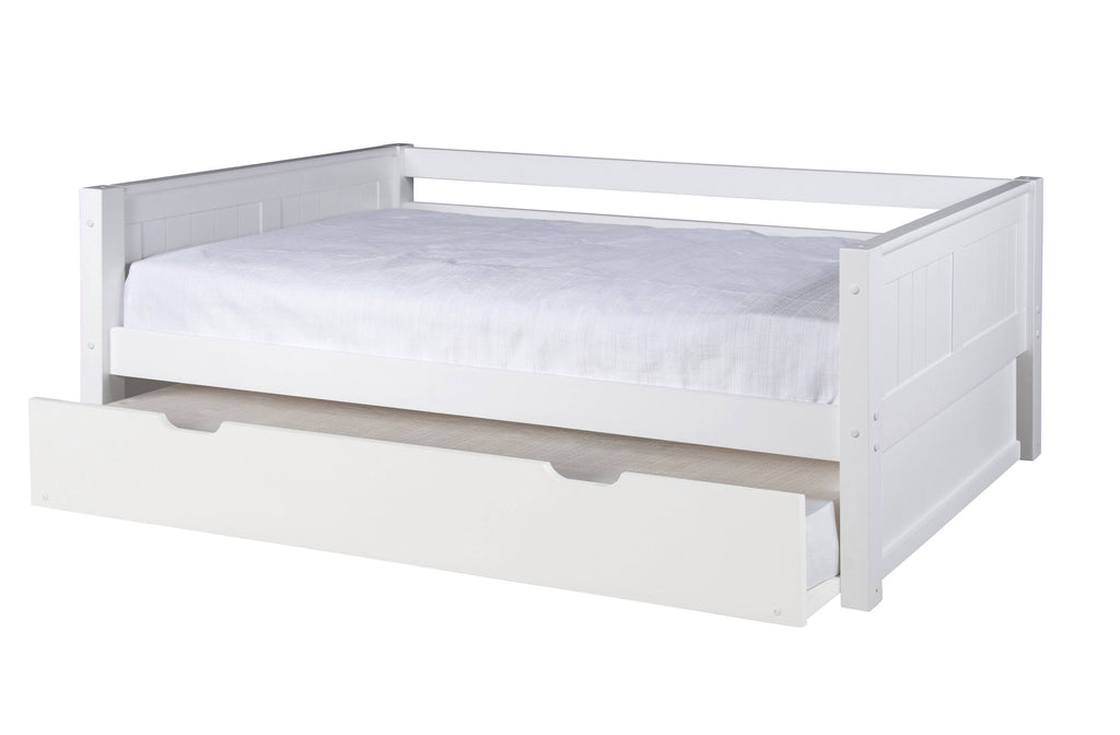 White Day Bed with Twin Trundle and Panel Headboard M732