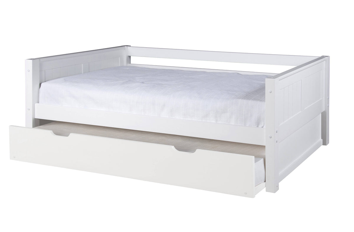 White Day Bed with Twin Trundle and Panel Headboard M732