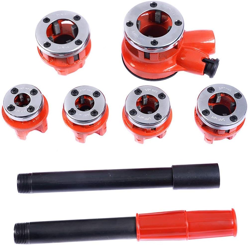 Portable Ratchet Pipe Threader Kit Set with 6 Dies and Case V40007
