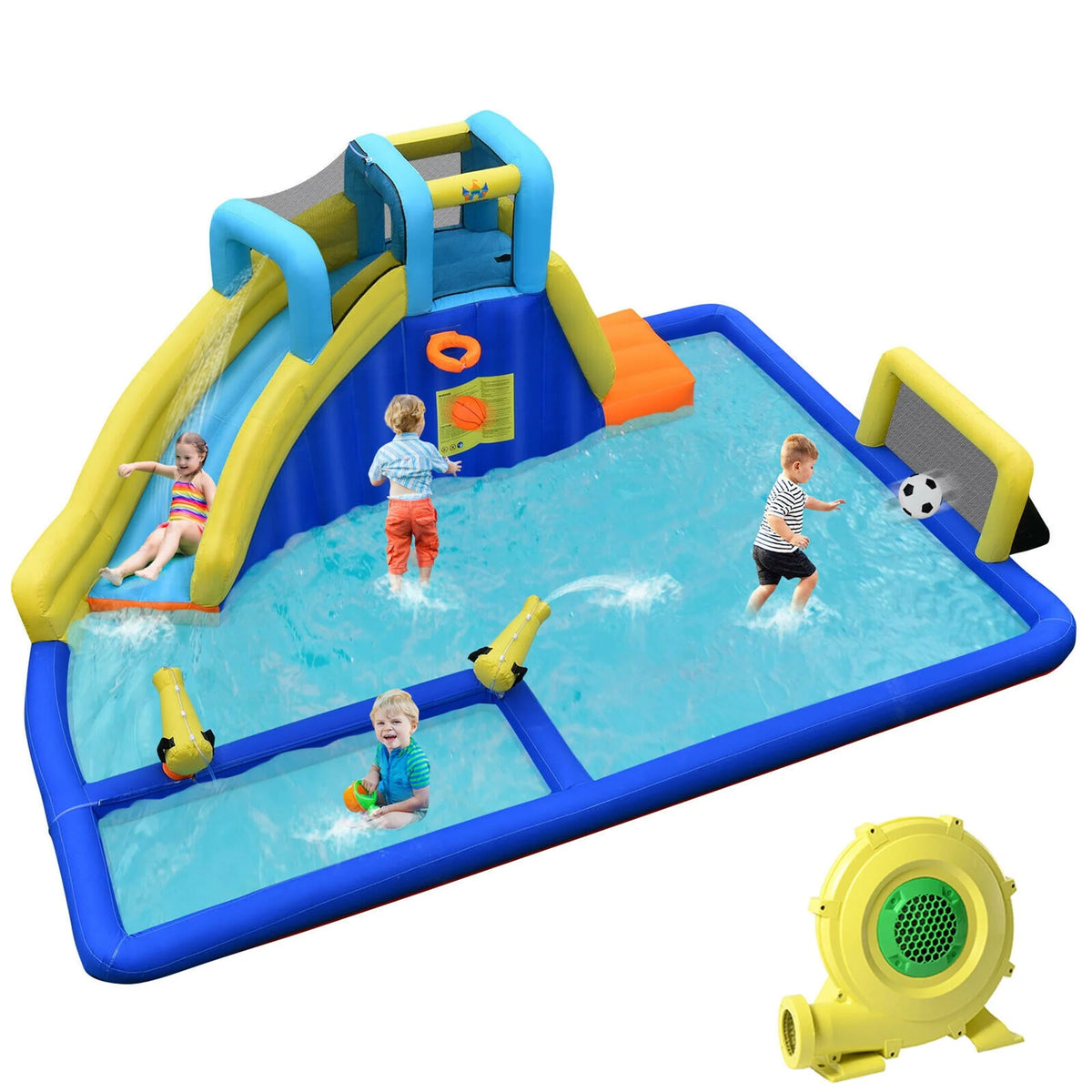 Inflatable Water Slide Bounce House Splash Pool with Blower J753