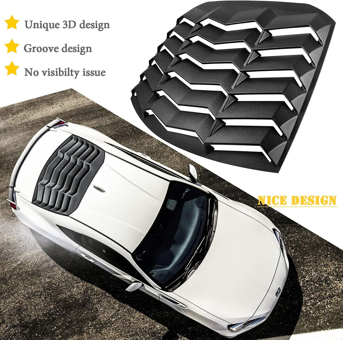 Rear Window Louver ABS Matte Black Windshield Sunshade Cover Y336
