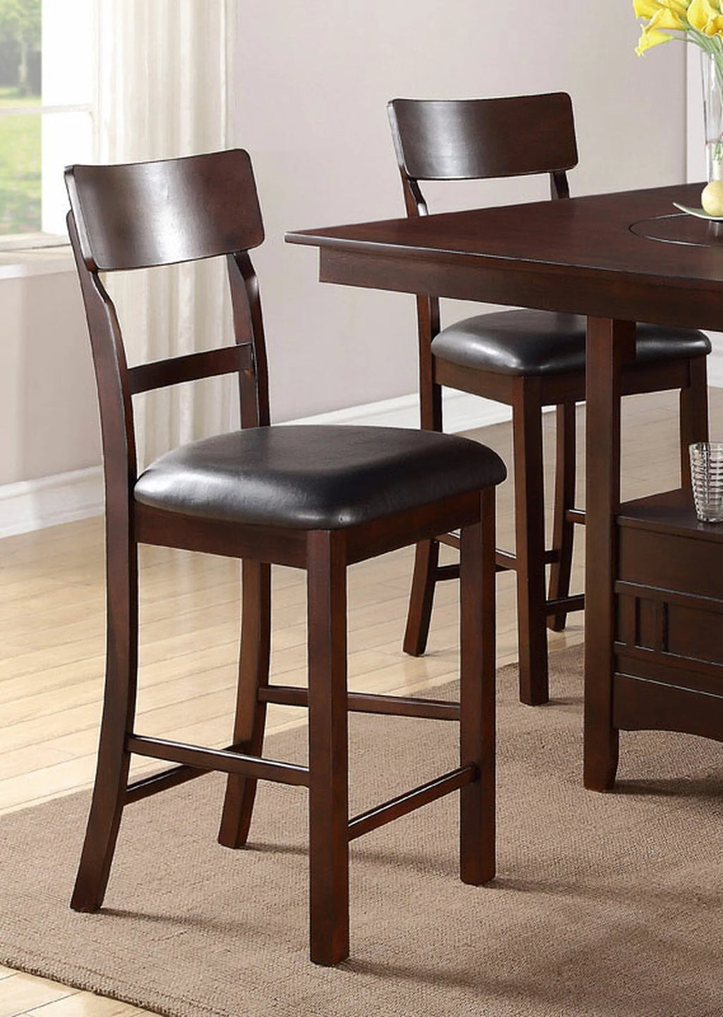 Brown Wooden Dining Chairs Set of 2 I87649