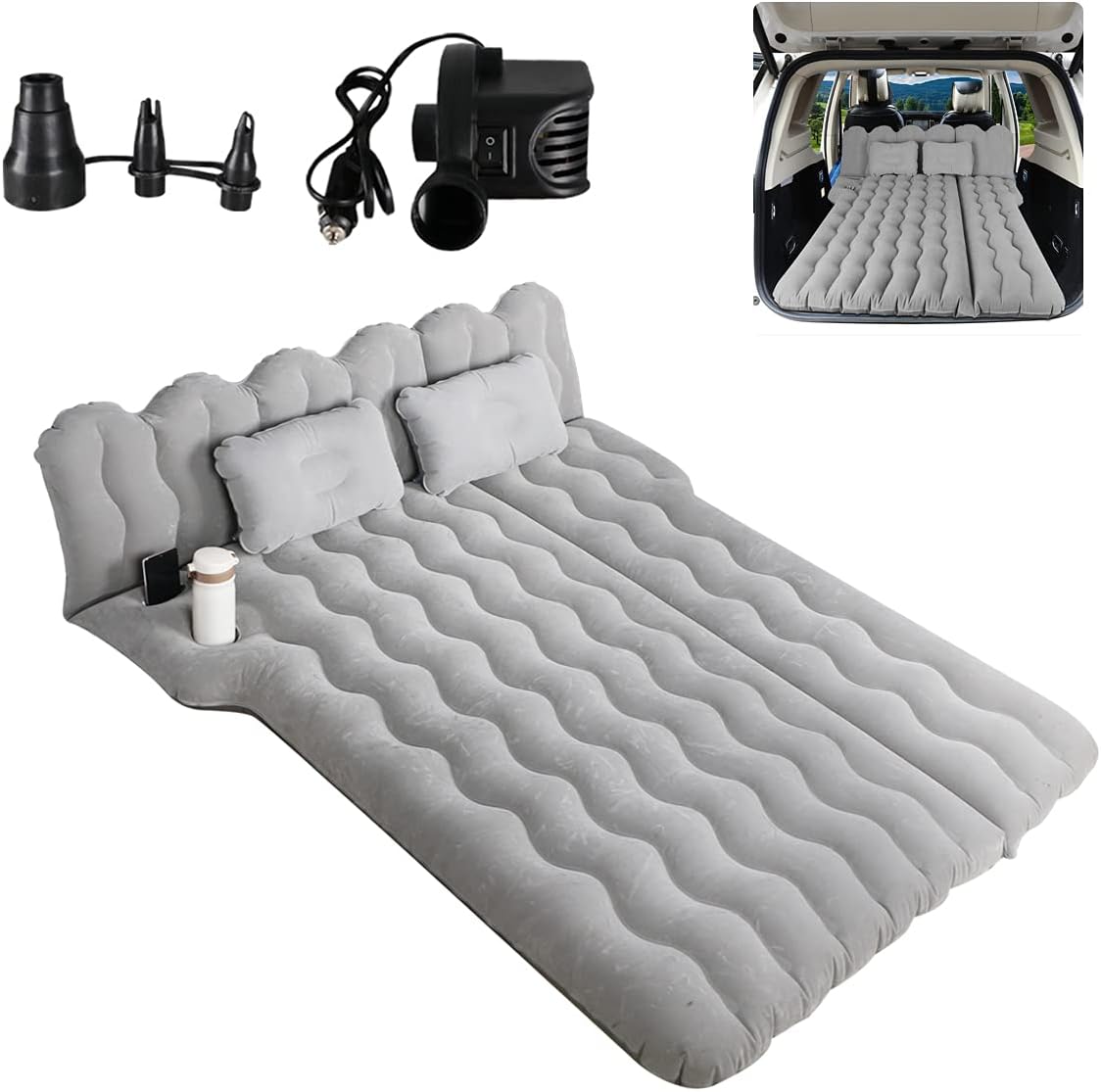 Black Inflatable Car Mattress with Electric Air Pump O483591